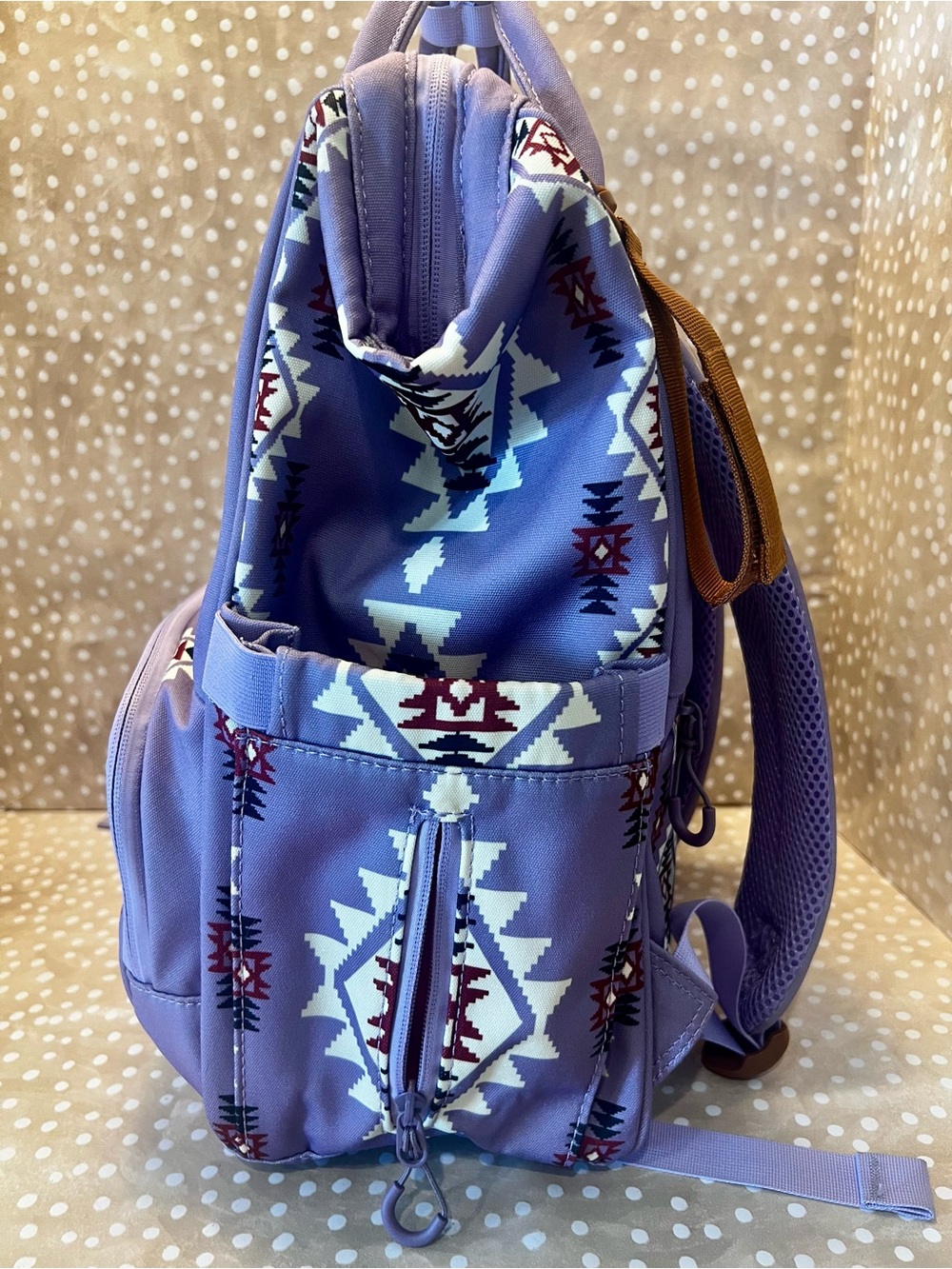 Wrangle Diaper Bag Backpack, Purple Aztec Print, Western, Insulated Pockets - Picture 3 of 9